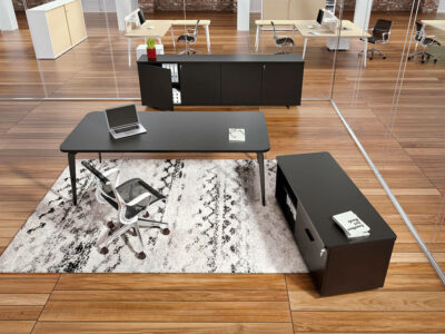 Donati Executive Desk In Wood With Optional Storage Unit 1