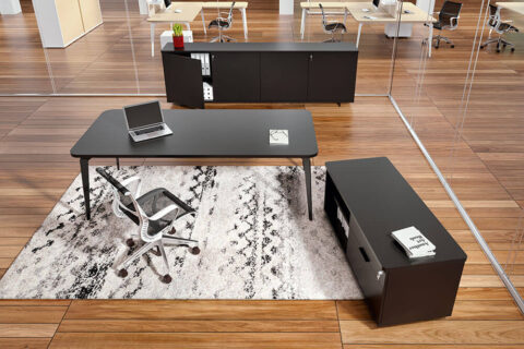 Donati Executive Desk In Wood With Optional Storage Unit 1