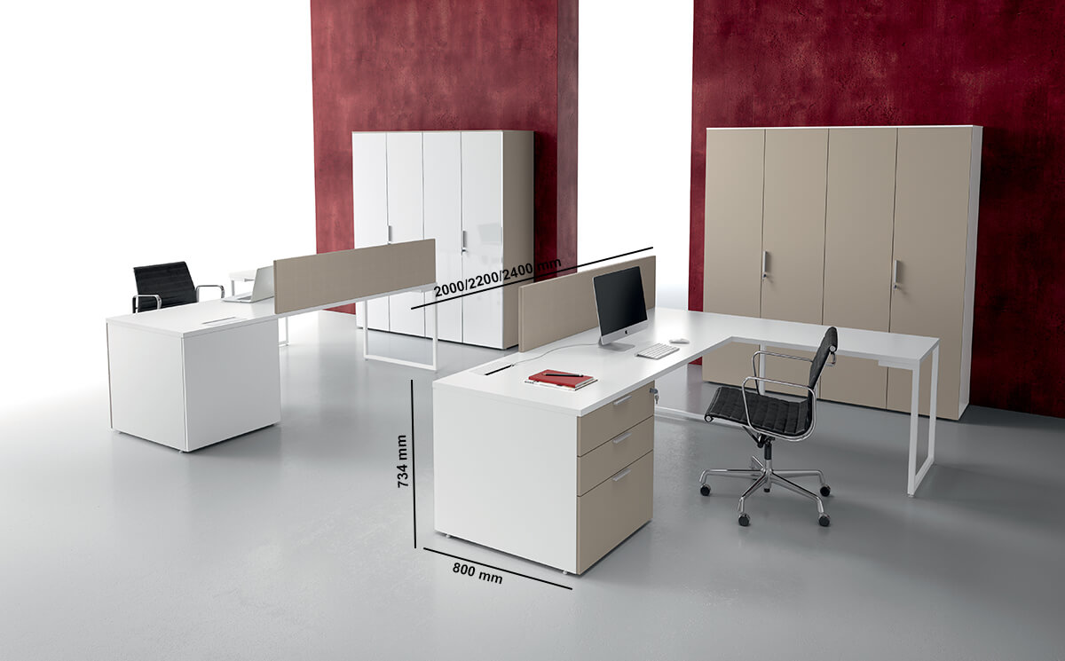 Lucan 1 Operational Office Desk With Drawer Unit And Optional Return & Dividing Screen Size Img