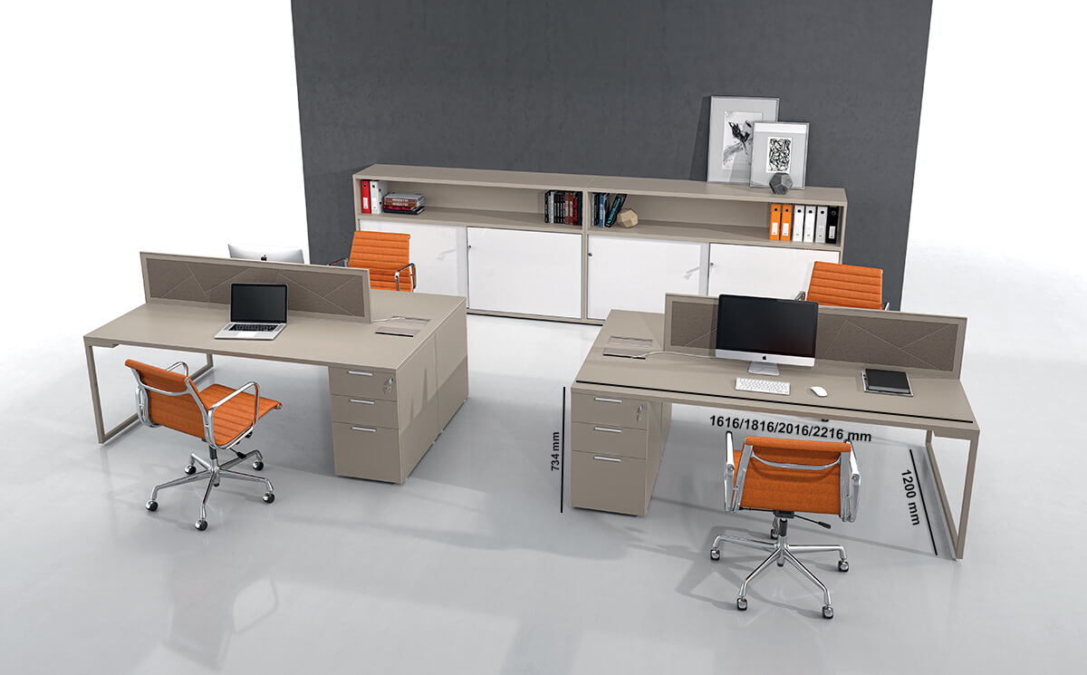 Lucan 2 Back To Back Operational Office Desk With Drawer Unit And Optional Dividing Screen Size Img