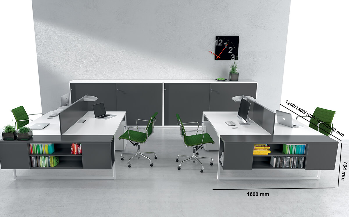 Lucan 3 Back To Back Operational Office Desk With Optional Storage Unit & Dividing Screen Size Img