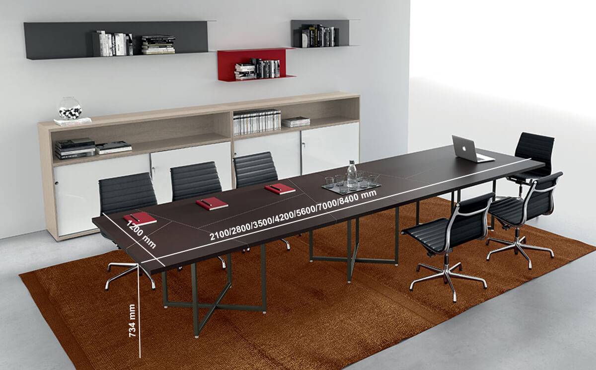 Lucan 6 – Rectangular Meeting Room Table With Leather Top
