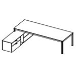 Neko 1 Desk With Credenza Unit Left