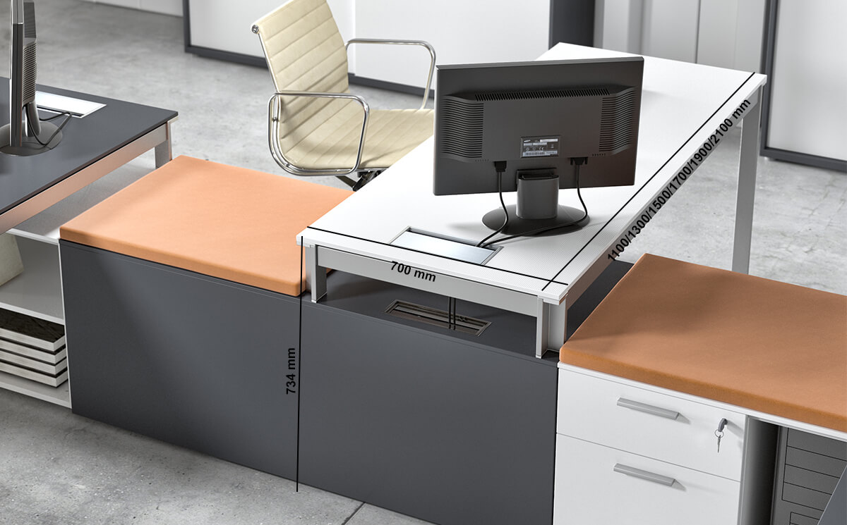 Neko 3 L Shaped Legs Operational Office Desk With Optional Modesty Panel & Credenza Unit Size Img (1)