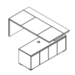 Desk with Glass, Leather Insert and Credenza Unit