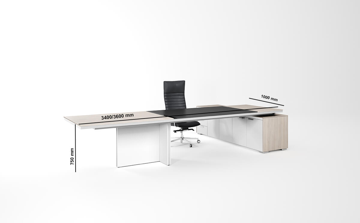 Pachai – Melamine Executive Desk With External Lag And Optional Credenza