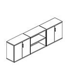 L2706 x D434 x H816(Storage Unit with Doors and Open Shelves)