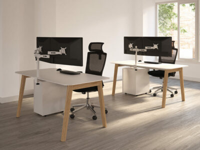 Alessio 4 Executive Desk With Wood Legs 1