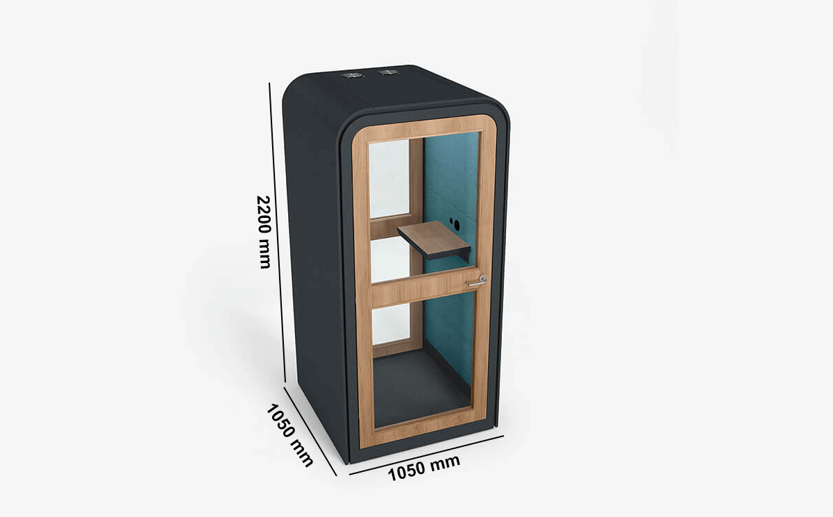 Alonso – Acoustic Phone Booth With Ventilation And Optional Table Dimension Image