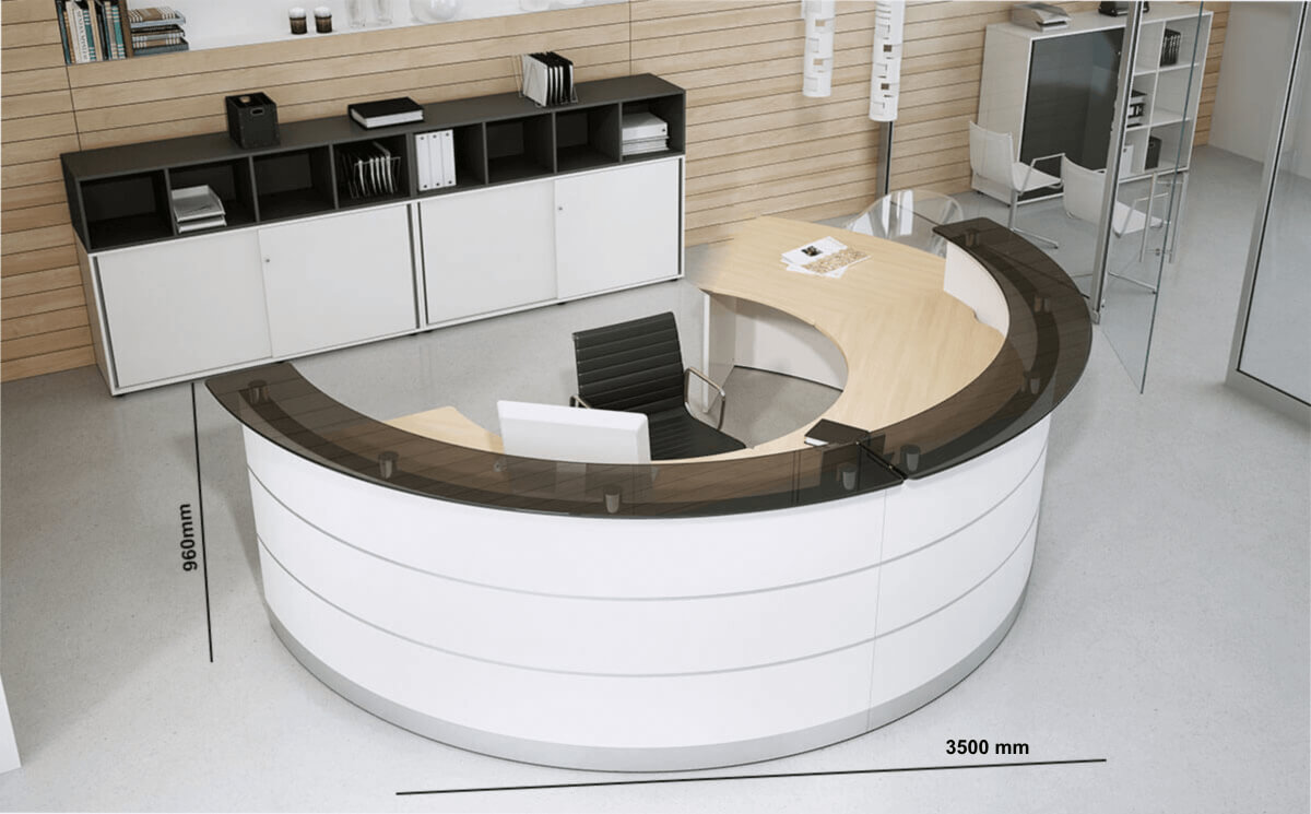 Daley 1 Curved Reception Desk Size Image Daley 1 Curved Reception Desk Size Image