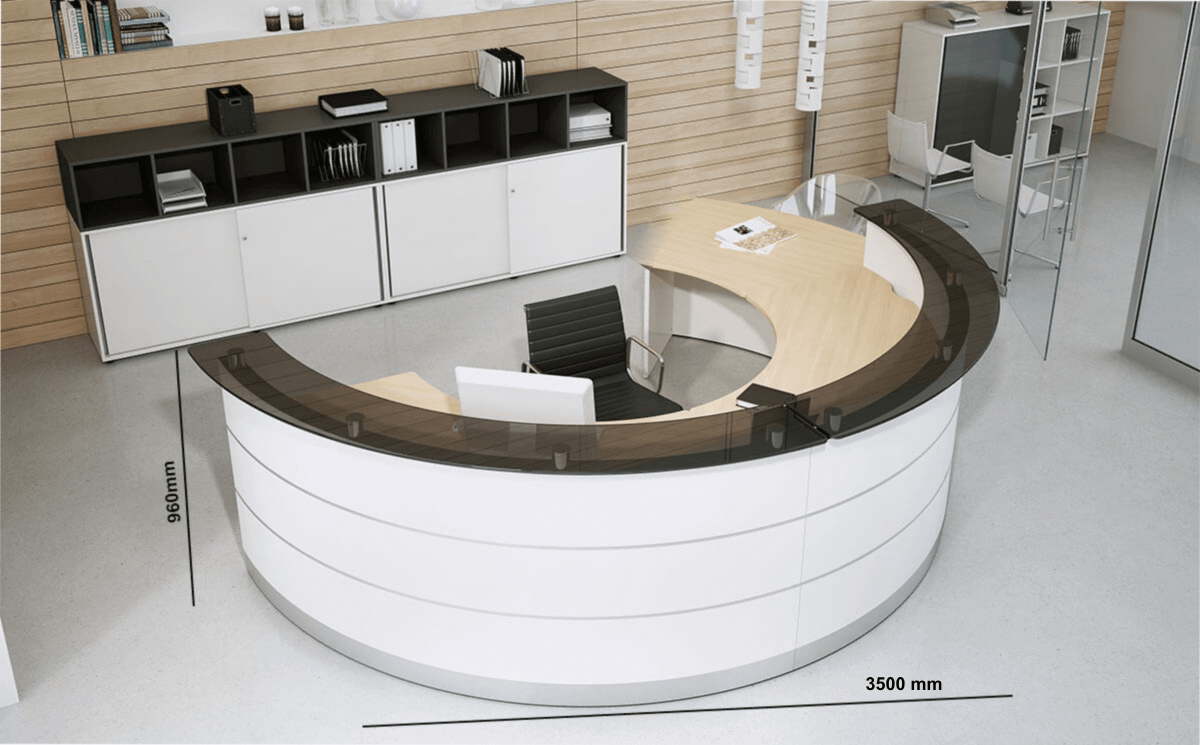 Daley 1 Curved Reception Desk Size Image