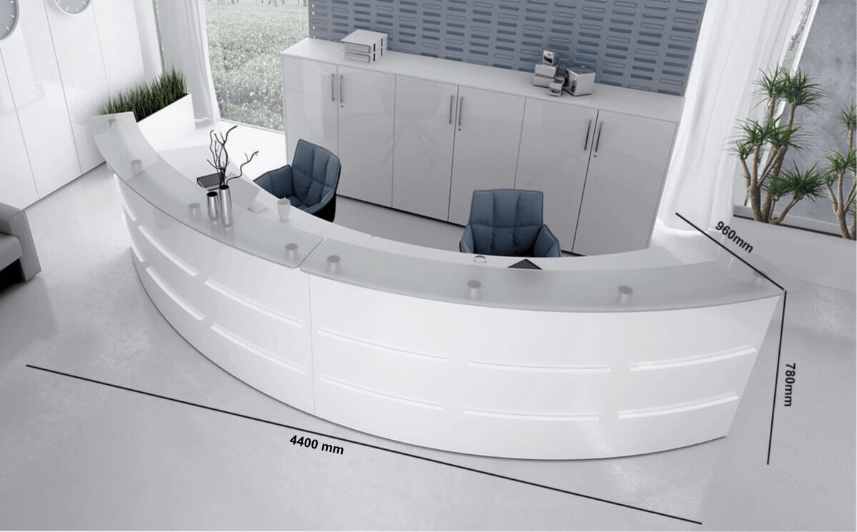 Daley 2 – Curved Reception Desk Size Image Daley 2 – Curved Reception Desk Size Image