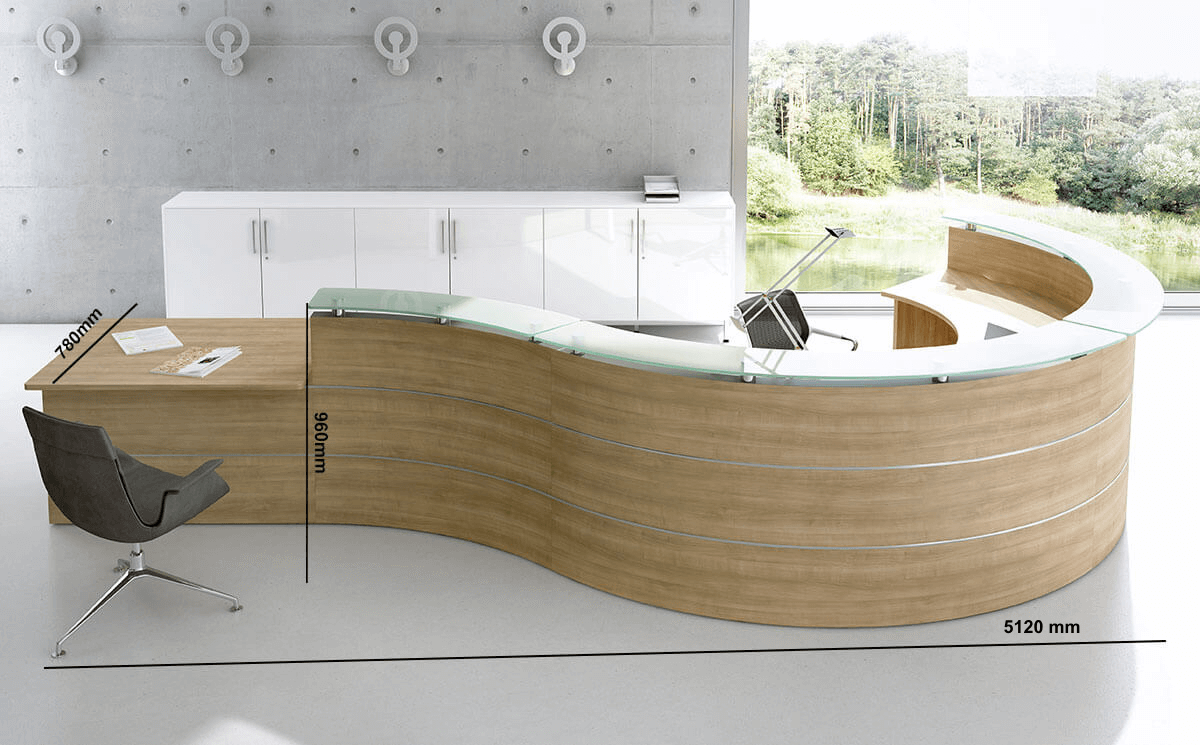 Donzel 1 – Reception Curved Desk Plain With Decorative Profile Size Image