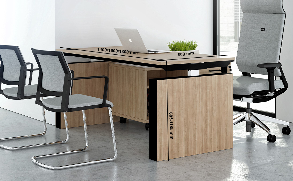 Eadric 1 – Executive Desk In Fixed Height Adjustable Leg With Optional Modesty Panel & Storage Unit
