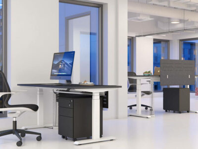 Eadric Height Adjustable Executive Desk With Optional Modesty Panel & Pedestal 01