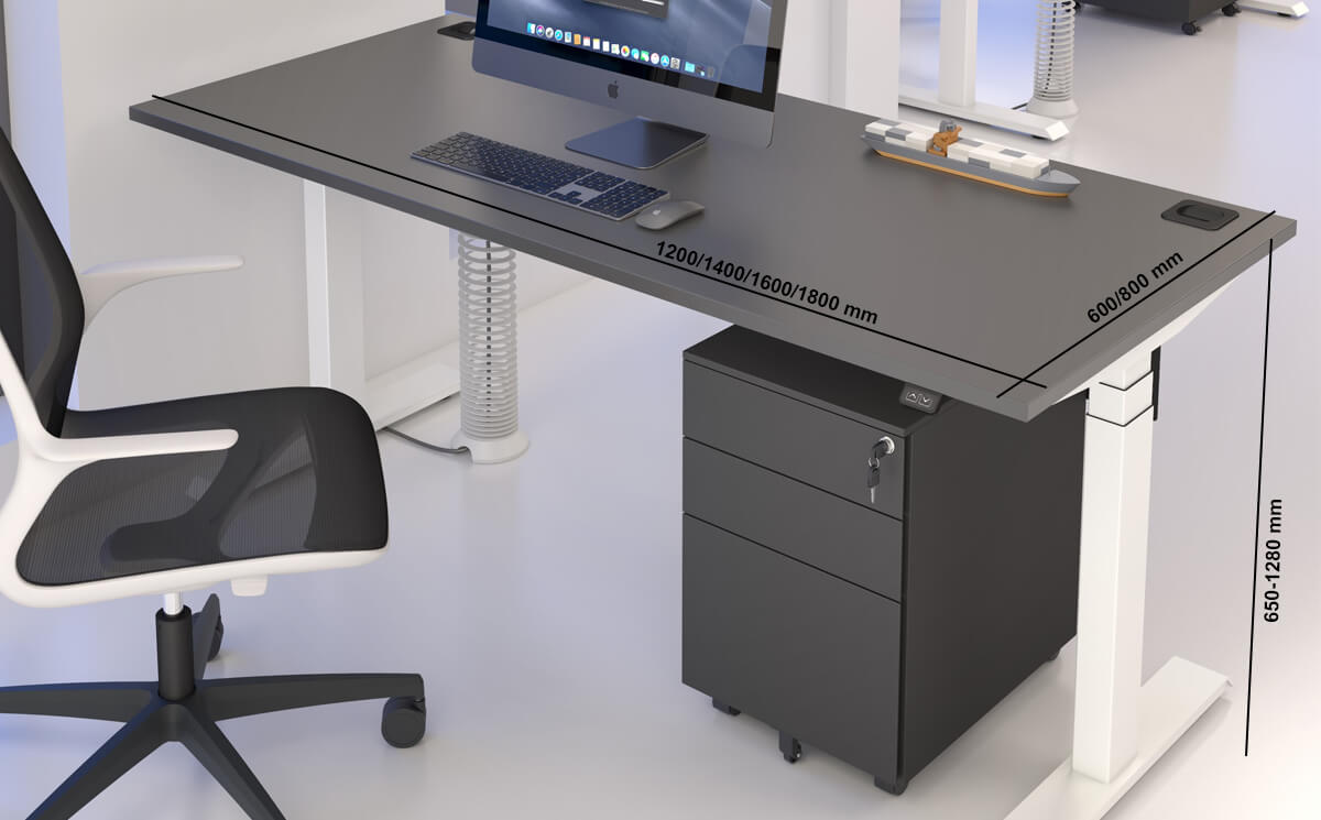 Eadric Height Adjustable Operational Desk With Optional Modesty Panel & Pedestal Size Img