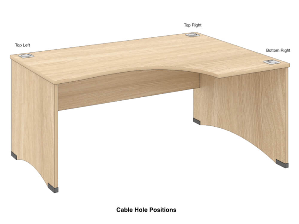 Edan 1 Executive Desk With Optional Return Unit Cable Hole Positions