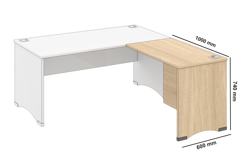 Edan – Rectangular Executive Desk With Optional Return Size