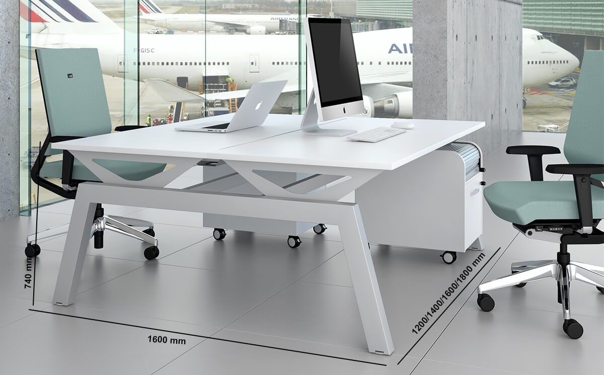 Edwin Back To Back 2 Person Rectangular Operational Desk With Optional Pedestals Size Img