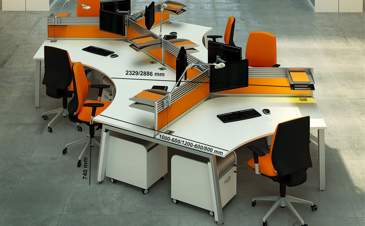 Eerav 1 Back To Back 3 Person Operational Desk With Optional Pedestal Size Img