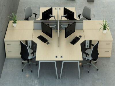 Eerav Back To Back 4 Person Operational Desk With Return Pedestal Main Img
