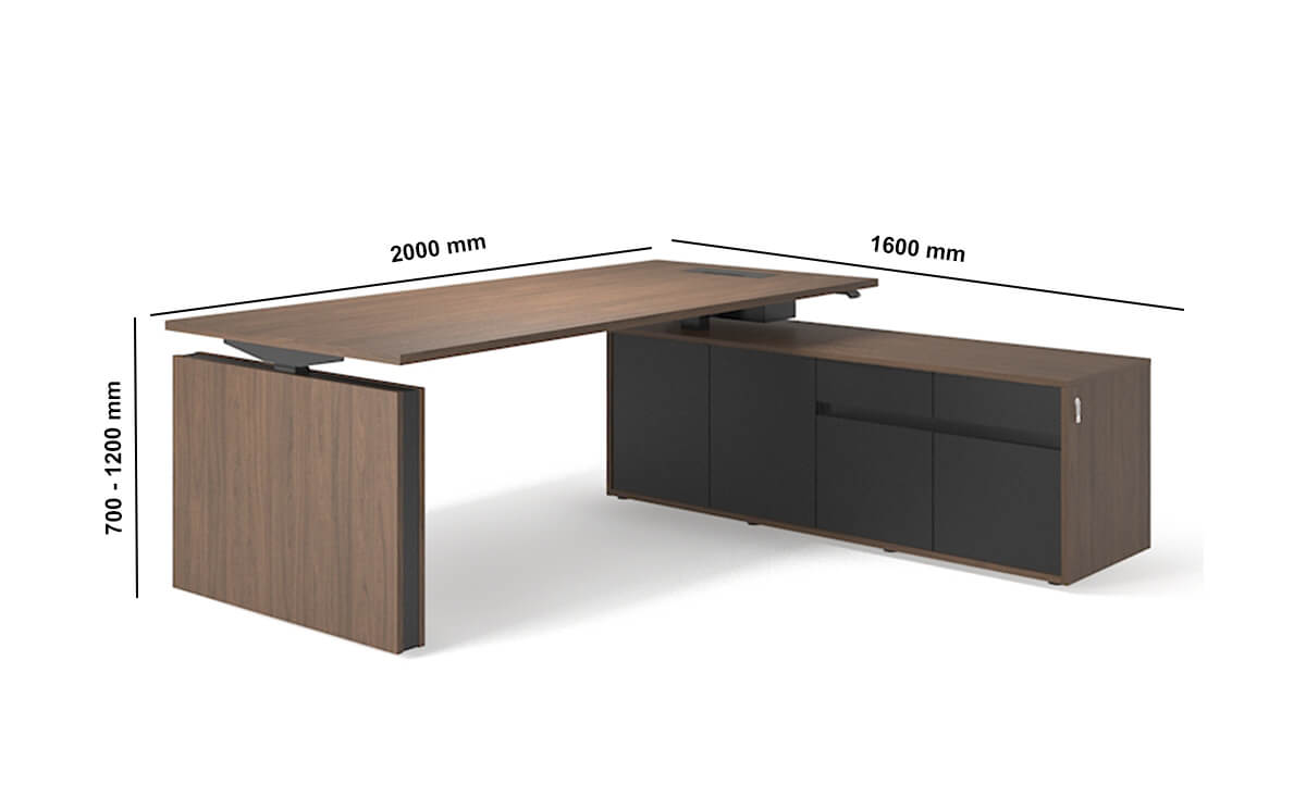 Fadey 1 Mfc Top Heigh Adjustable Desk With Panel Legs And Optional Credenza Unit Perfect Addition Image