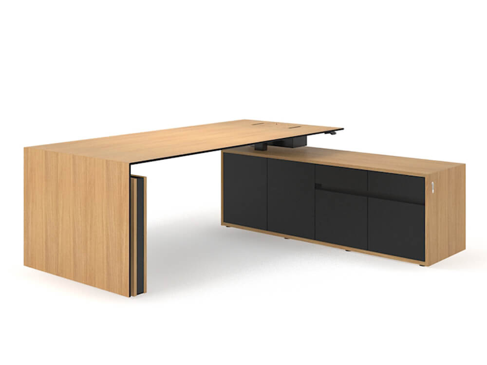 Fadey Veneer Top Executive Desk With Panel Legs And Optional Credenza Unit 2