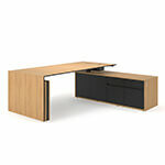Fadey Veneer Top Height Adjustable Desk With Credenza Unit