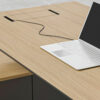 Fadey Veneer Top Height Adjustable Desk With Credenza Unit Top Access