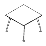Square Shape Table (Powder-coated legs, 2 and 4 Persons)