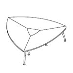 Triangular Shape Table (Powder-coated legs, 6 Persons)