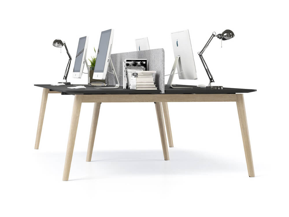 Fahri 1 Bench Desk For 2,4 And 6 Persons With Wood Legs 13
