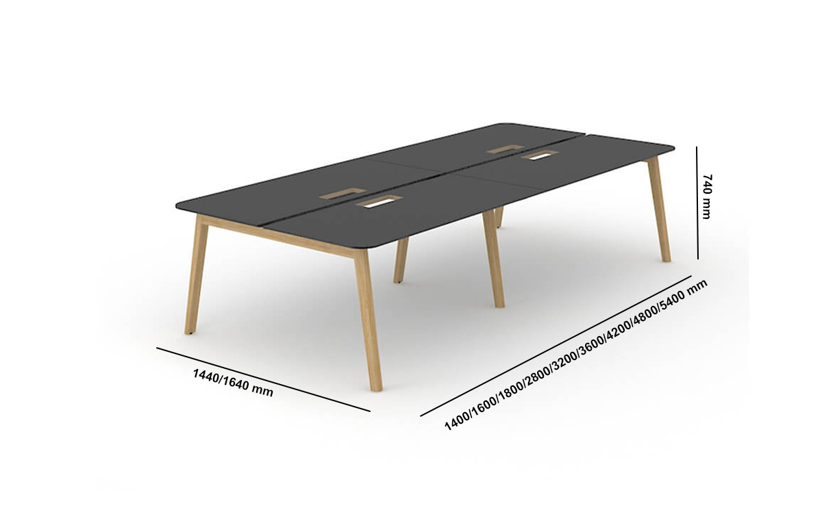 Fahri 1 Bench Desk For 2,4 And 6 Persons With Wood Legs Size Img