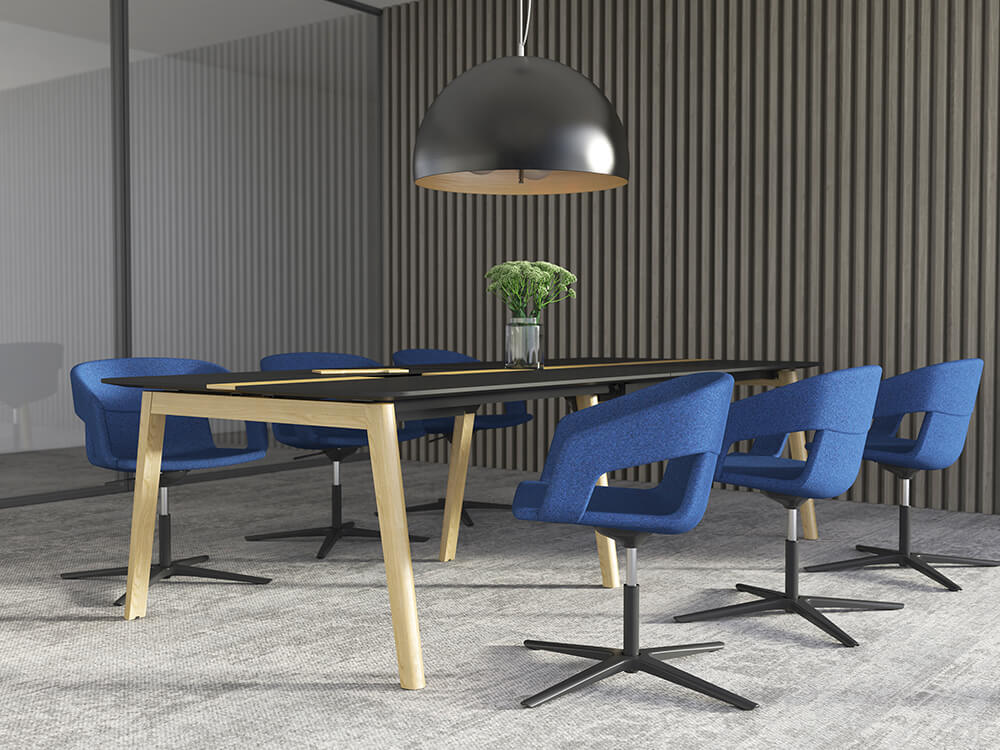 Fahri 2 Meeting Table With Wood Legs 7