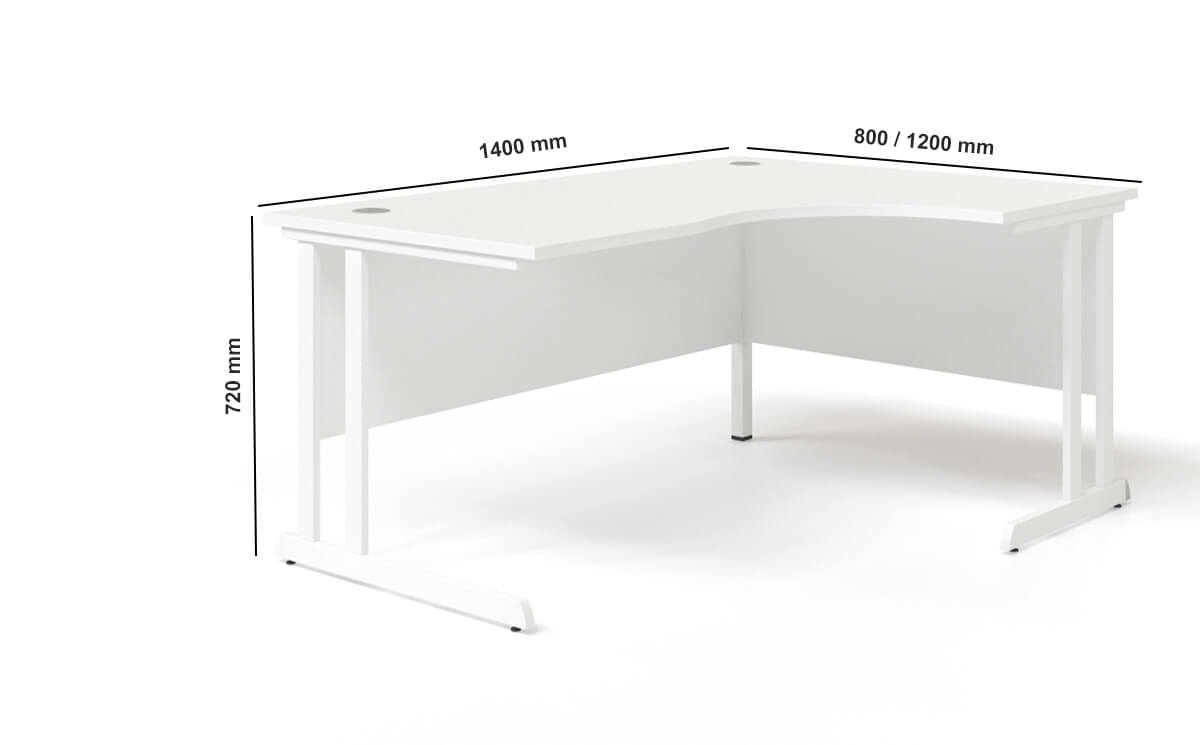 Falan Corner Desk With Return And Modesty Panel Dimension Image