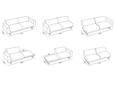 Gaetano – Small Large And Extra Large Sofa With Arm, Table And Cushion Large