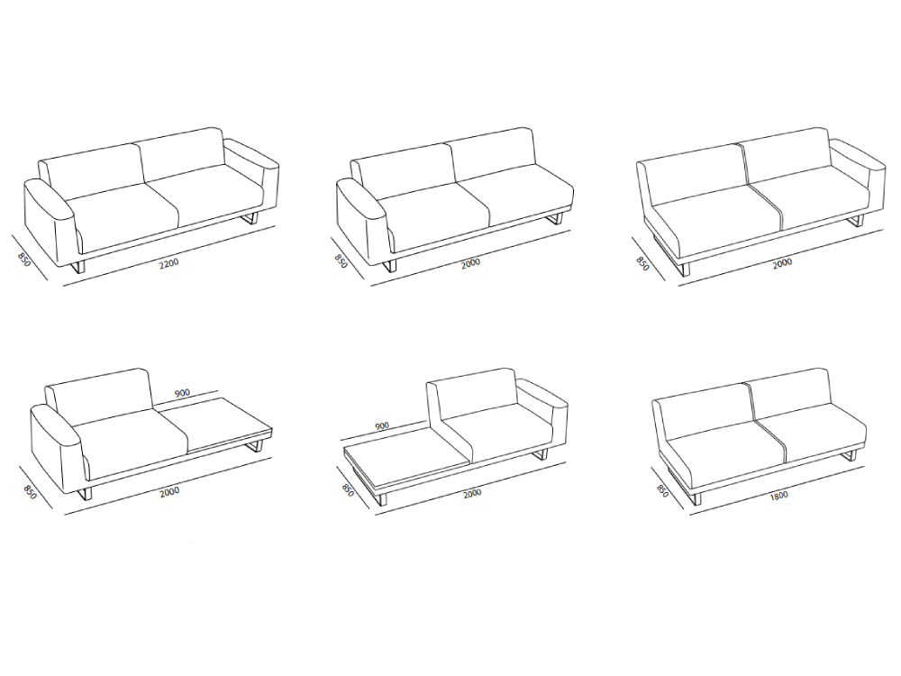 Gaetano – Small Large And Extra Large Sofa With Arm, Table And Cushion Large