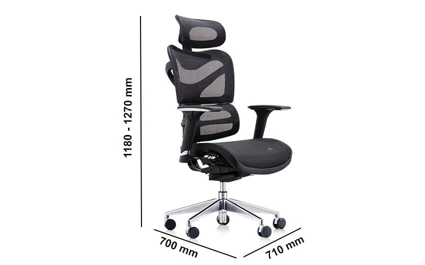 Macon Black Executive Ergonomic Mesh Chair Dimension Image