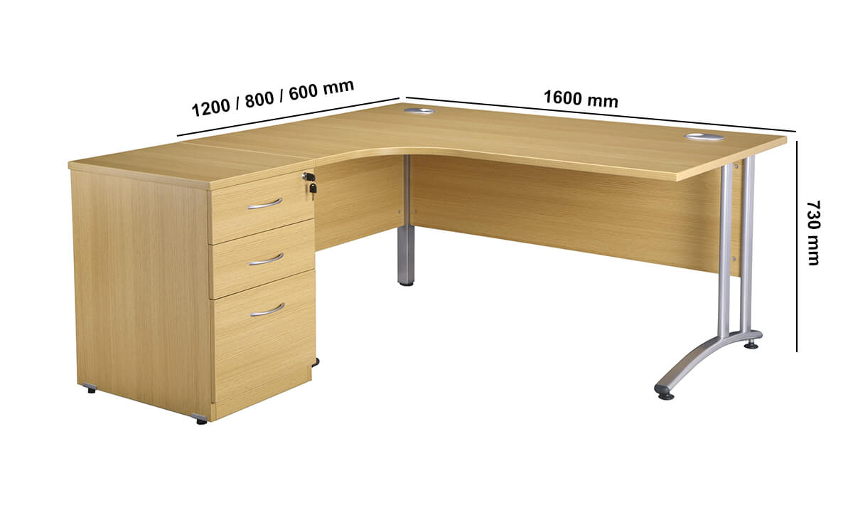 Madoc Radial Desk With Modesty Panel And Cantilever Legs Dimension Image