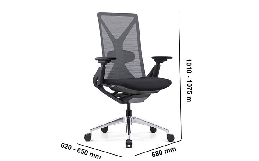 Madrona Mesh Back Executive Chair With Optional Headrest Dimension Image