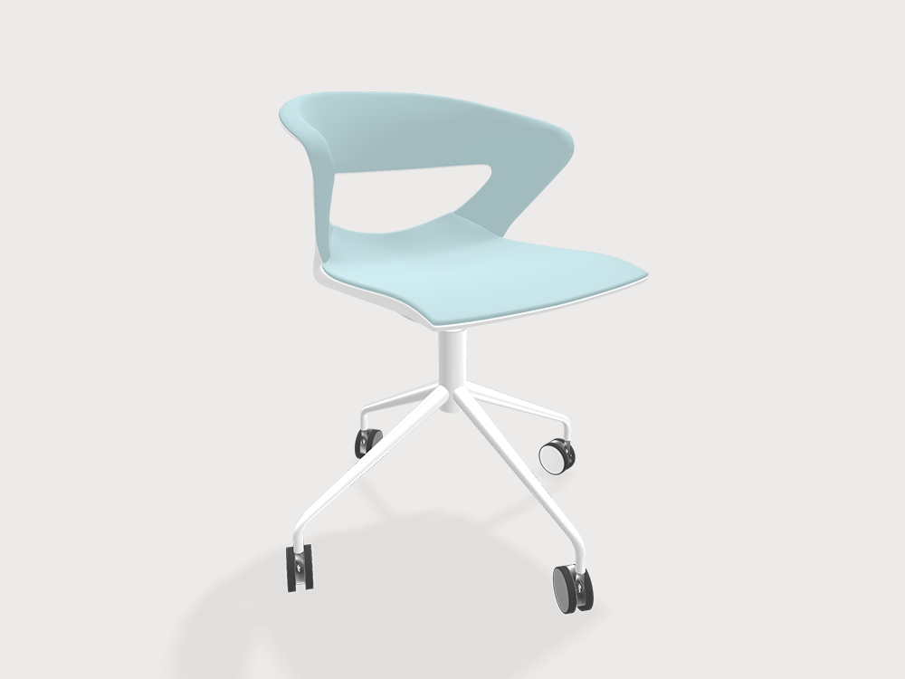 Owen 2 Stackable Swivel With Castors Leg Chair White Frame