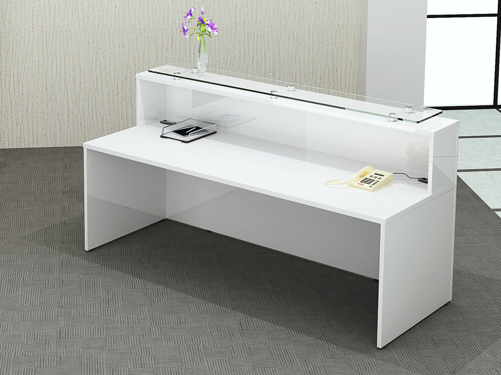 Macario White High Gloss Reception Desks 1