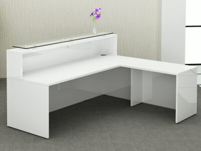 Macario White High Gloss Reception Desks 2