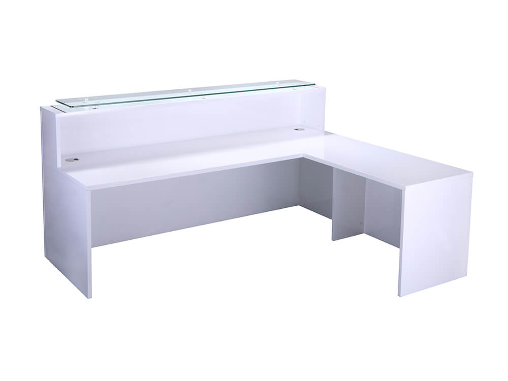 Macario White High Gloss Reception Desks 4