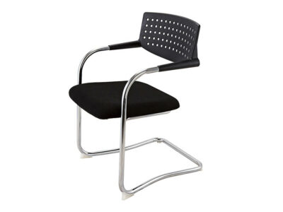 Macy Black Meeting Chair With Chrome Cantilever Frame
