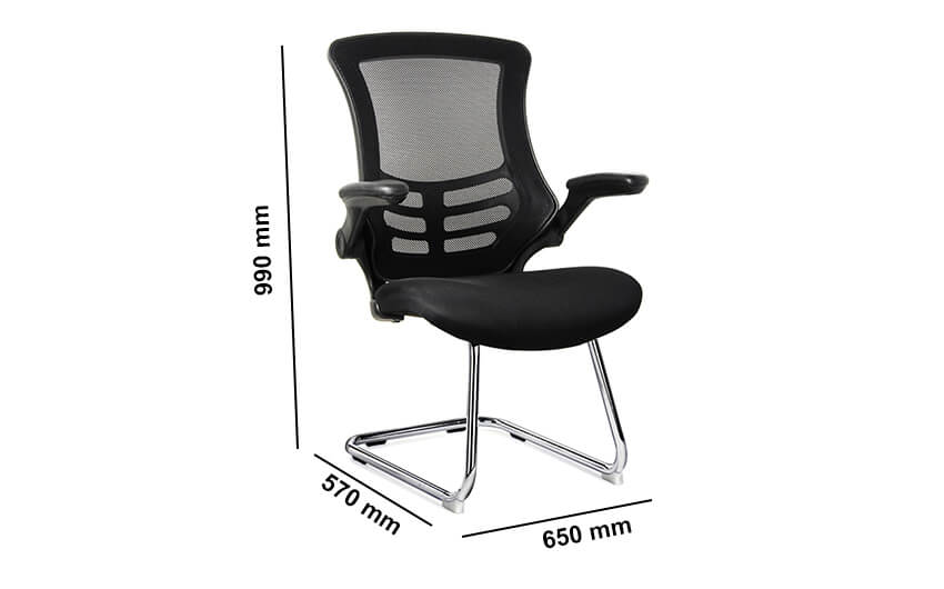 Madan 1 Black Cantilever Legs Meeting Room Chair Dimension Image