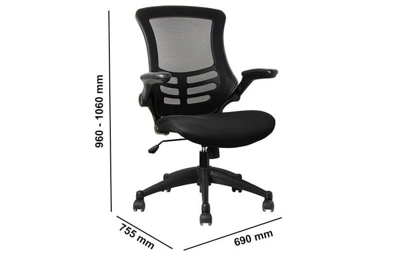 Madan Mesh Seat And Back Operations Office Chair Dimeinsion Image