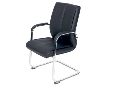 Madelaine 1 Black Faux Leather Meeeting Room Chir With Chrome Cantilever Frame 1