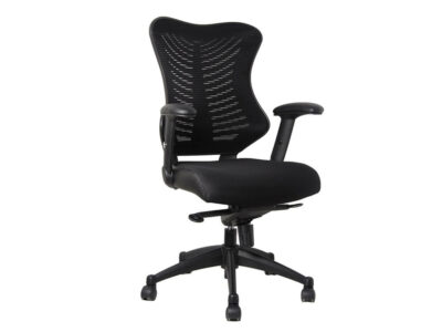 Madog 1 Black Padded Mesh Seat With Faux Leather Trim Operational Chair 1