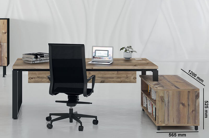 Nabila Executive Desk With Optional Credenza Unit Dimension Image 01